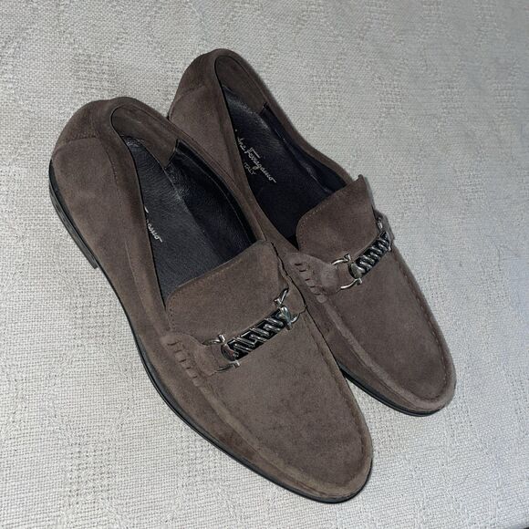 Salvatore Ferragamo Men’s Casual Loafers Size 43 U.S. 10 M Brown Leather Party - Picture 1 of 12
